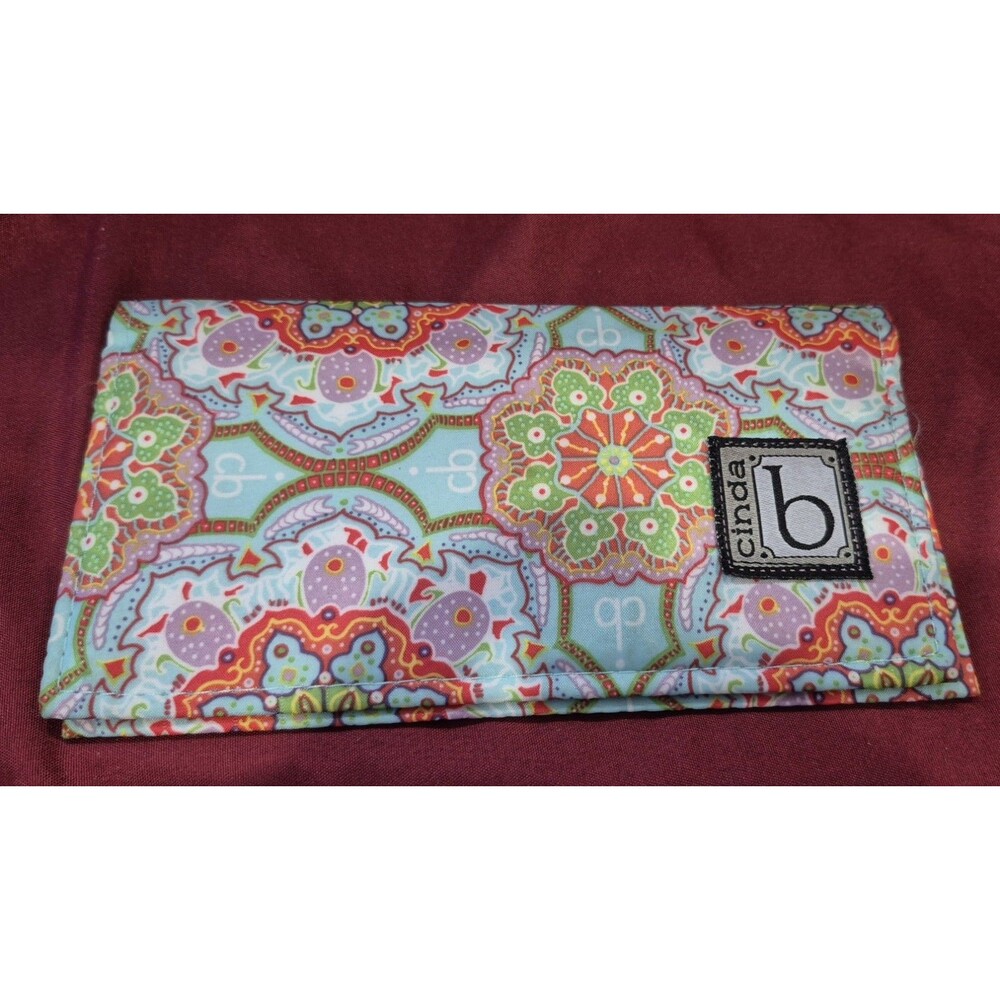 New cinda b Checkbook Cover Casablanca Sky Blue Quilted Fabric Wallet